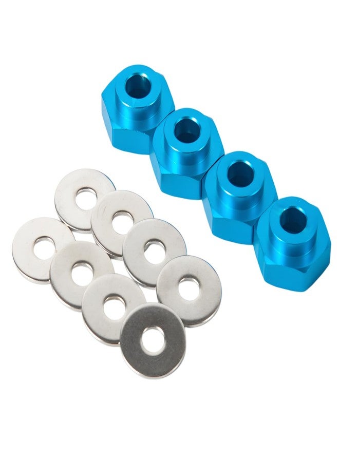 JGGZONE 4PCS Aluminum Alloy 12mm Turn to 17mm Wheel Rim Hex Adapter Drive Hub Converter Extension Compatible with Tamiya Axial Traxxa HPI Himoto HSP Losi Kyosho 1/10 RC On-Road Car Tires (Blue) - Image 1